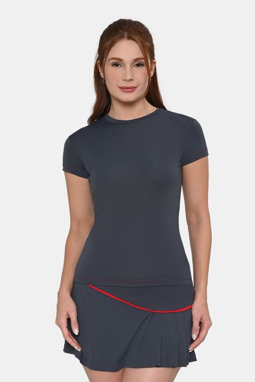 CAMISETA BABY LOOK CINZA